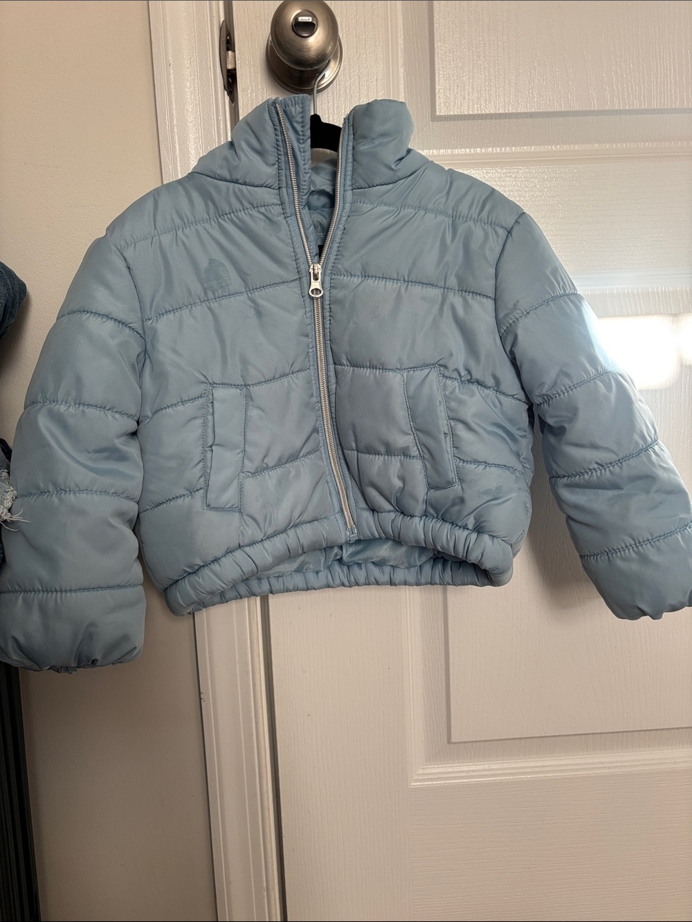 Me Jane Light Blue Cropped Puffer Jacket for Kids